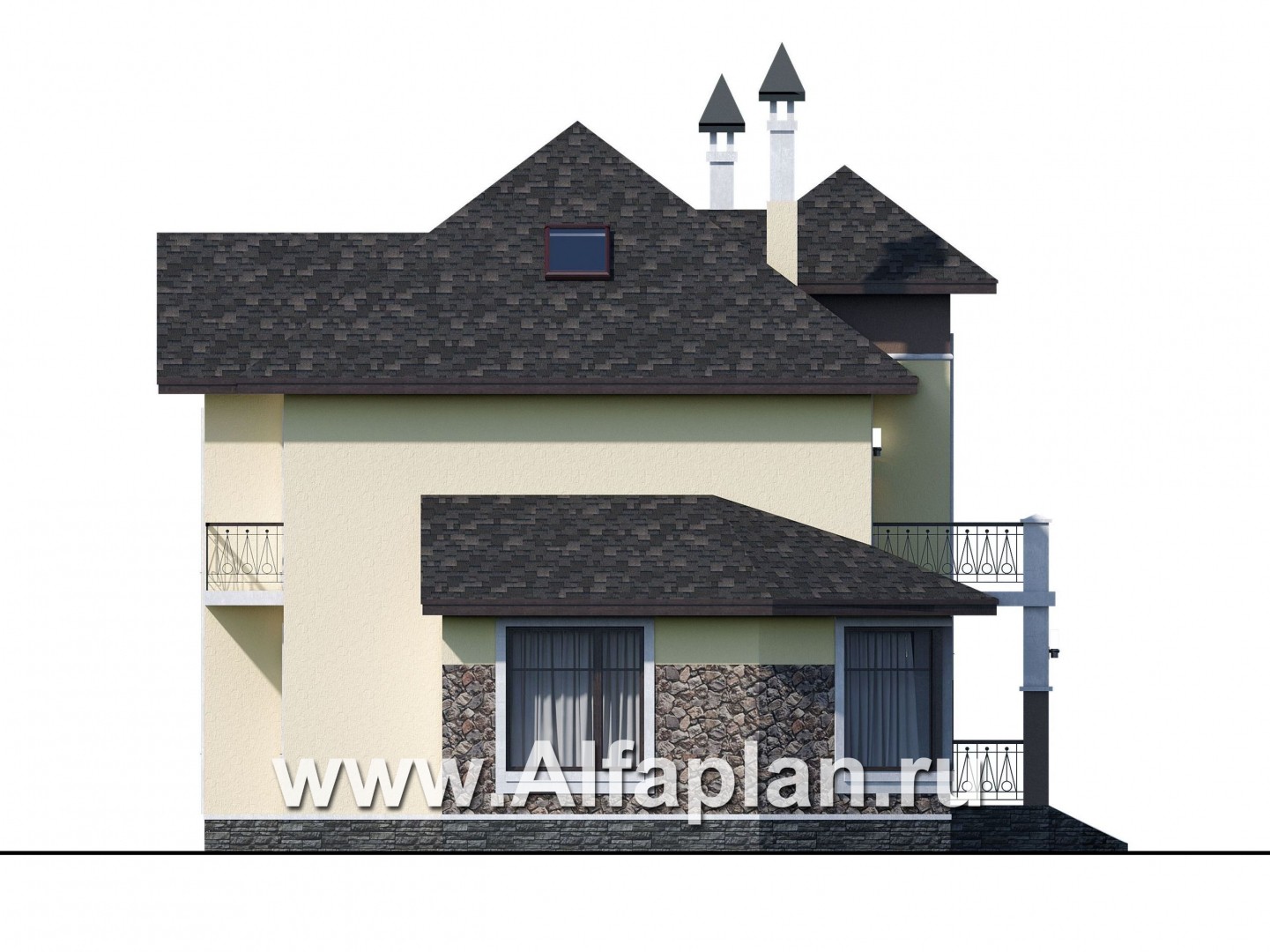 Проекты домов Альфаплан - «Разумовский» - элегантный загородный коттедж - изображение фасада №3