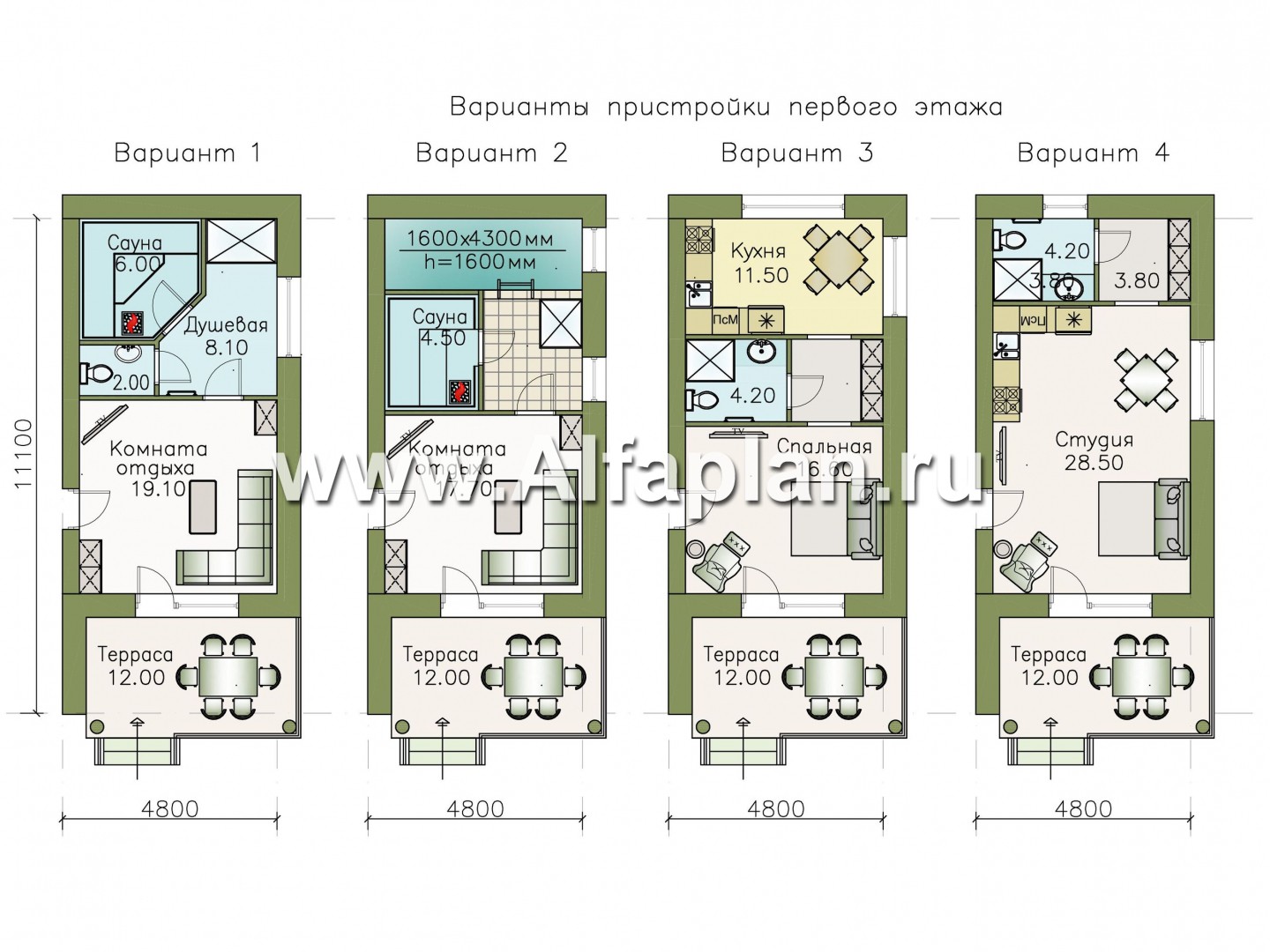 Проекты домов Альфаплан - «Пикассо» - изящный дом с террасой и балконом - изображение плана проекта №2