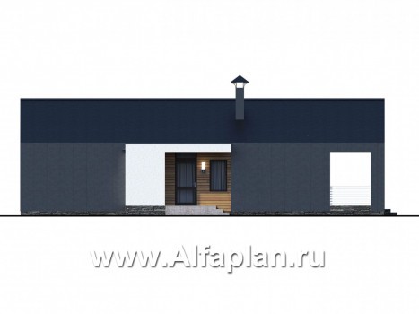 Проекты домов Альфаплан - «Тета» - одноэтажный дом с фальцевыми фасадами и кровлей - превью фасада №3