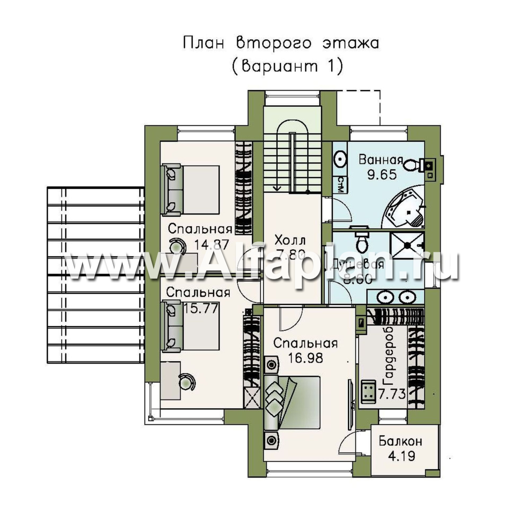 Изображение плана проекта «Печора» - проект двухэтажного дома, в современном стиле, с сауной и с террасой, мастер спальня №2