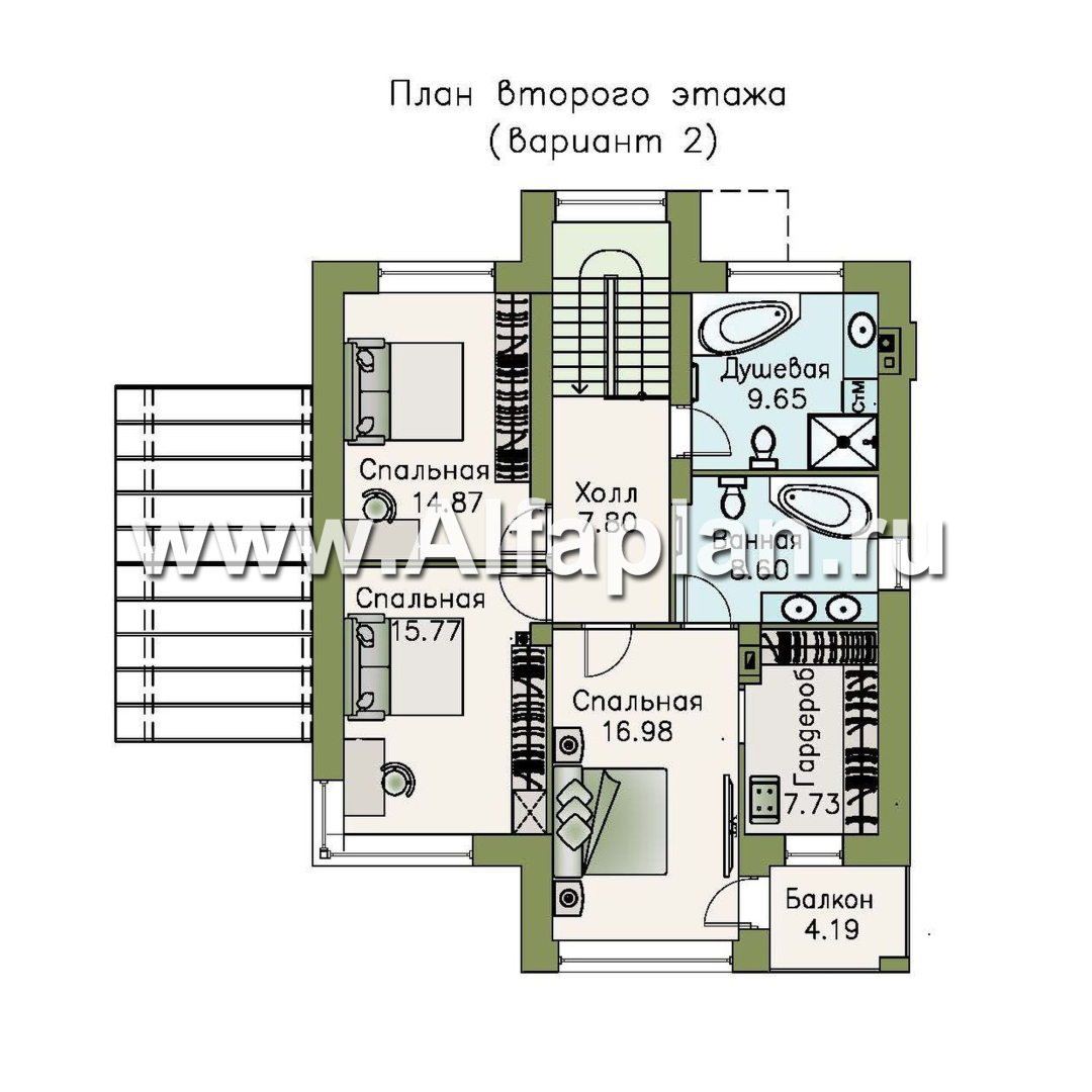Изображение плана проекта «Печора» - проект двухэтажного дома, в современном стиле, с сауной и с террасой, мастер спальня №3