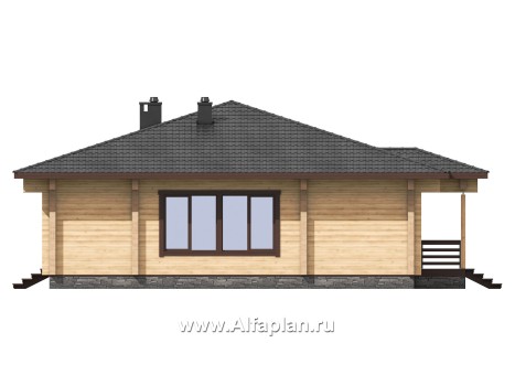 Проекты домов Альфаплан - Проект одноэтажного  дома  из бруса для отдыха - превью фасада №3