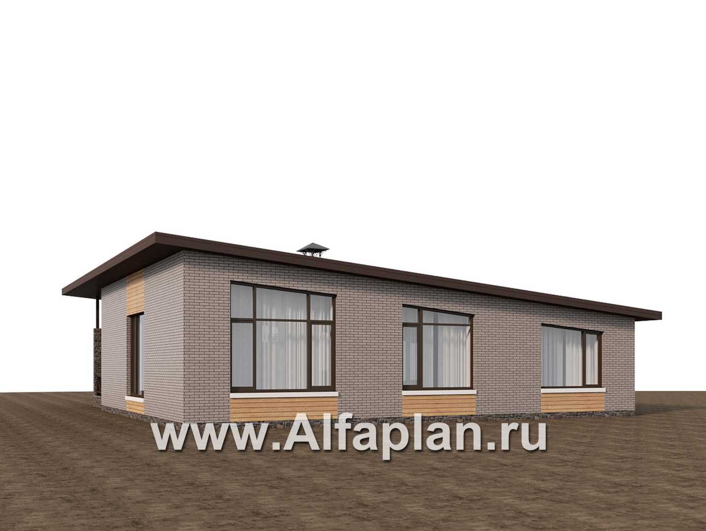 Проекты домов Альфаплан - "Стрелец" -проект современного одноэтажного дома с односкатной крышей - дополнительное изображение №3