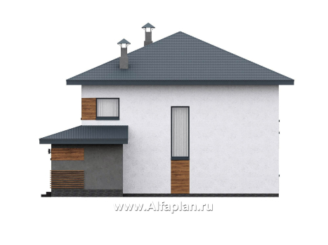 «Чистая линия» - проект дома, 2 этажа, мастер спальня, с террасой сбоку, в современном стиле - превью фасада дома