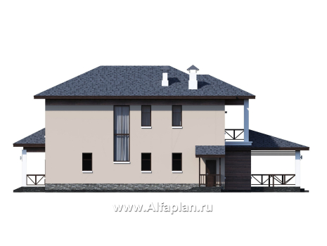 «Отражение» - проект двухэтажного дома, с террасой, мастер спальня, в современном стиле - превью фасада дома