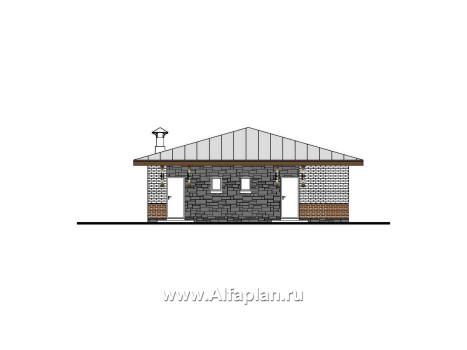 Проект гаража на 4 автомобиля, без столбов внутри - превью фасада дома