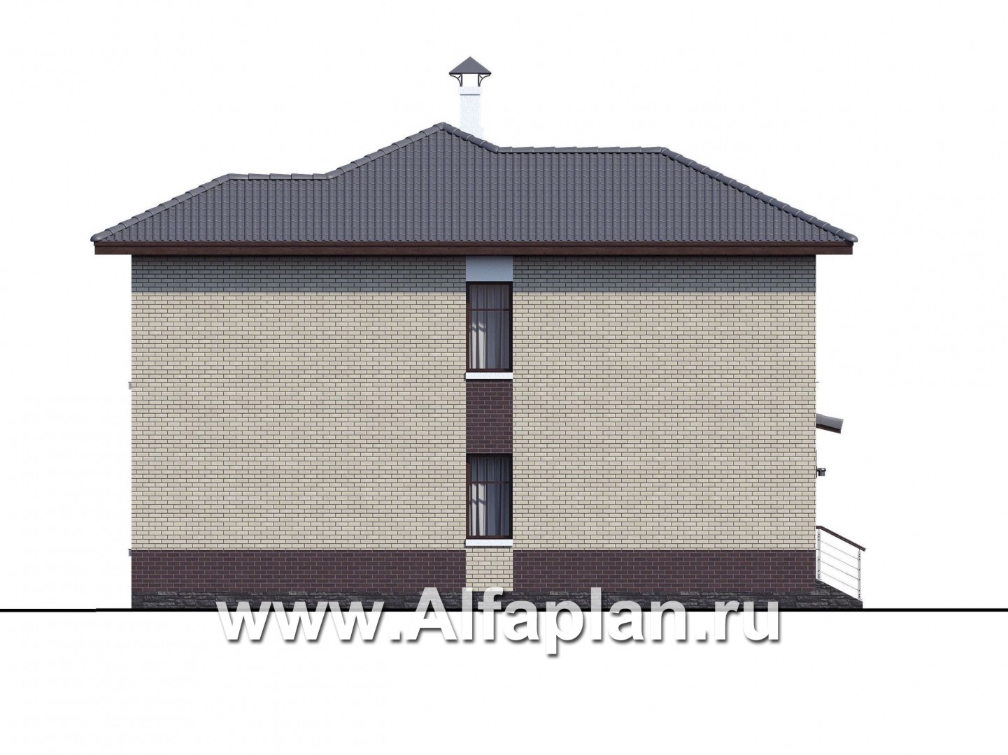 Проекты домов Альфаплан - «Ренуар» - изящный коттедж с двумя комнатами на первом этаже - изображение фасада №3