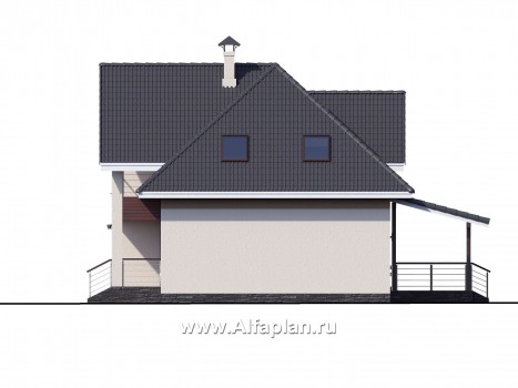 Проекты домов Альфаплан - «Кассиопея» - мансардный дом с шестью спальнями - превью фасада №2