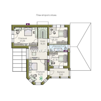 «Модус Вивенди» - проект двухэтажного дома из газобетона, с зимним садом (или верандой) и гаражом - превью план дома