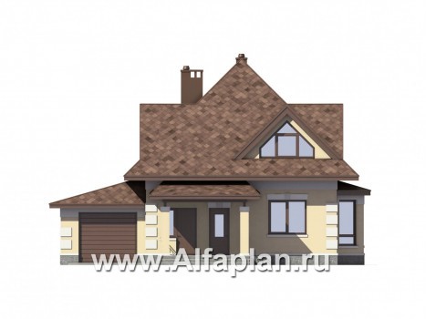 Проекты домов Альфаплан - Экономичный дом с гаражом - превью фасада №1