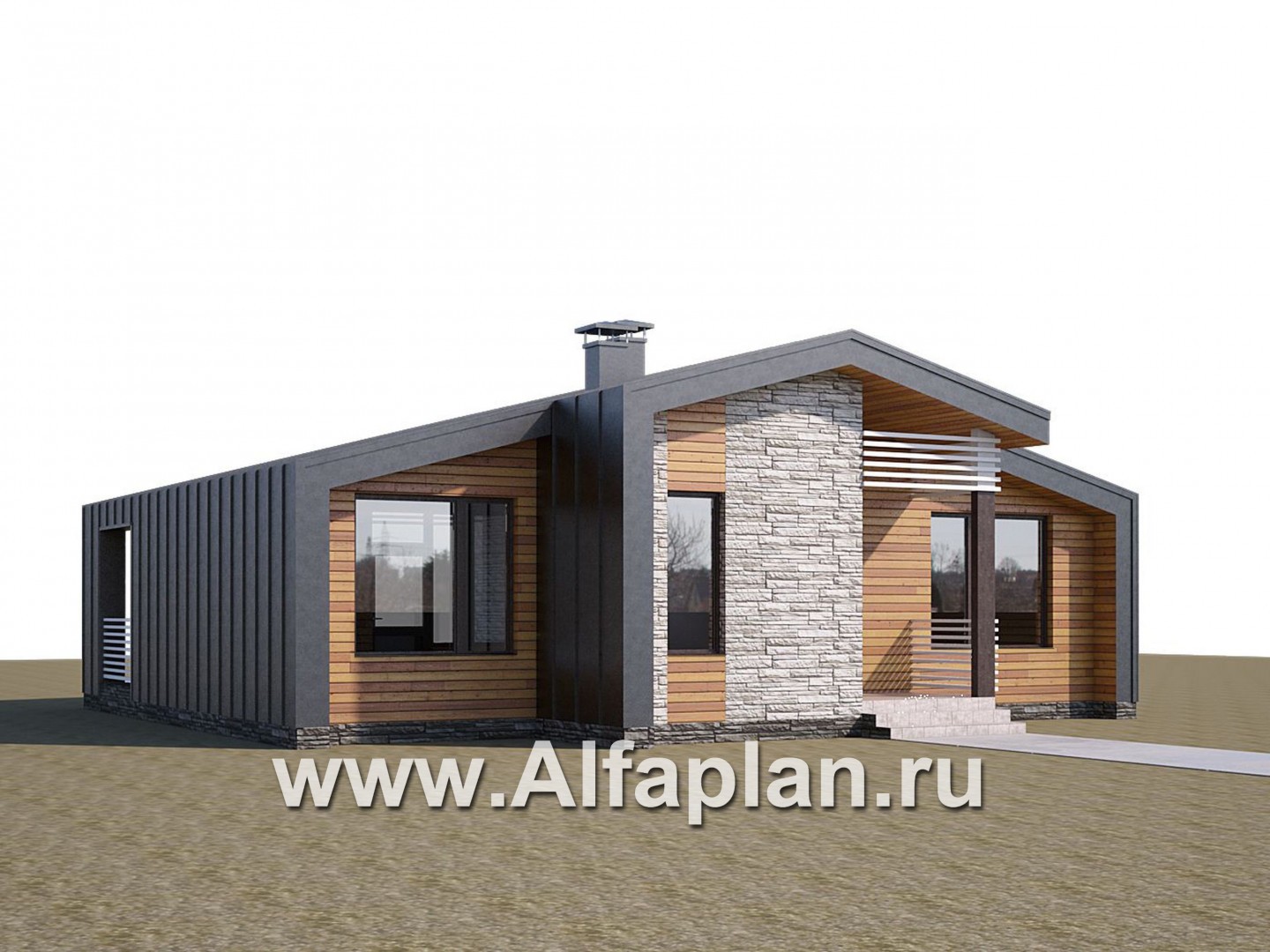 Проекты домов Альфаплан - «Альфа» - каркасный дом с сауной - дополнительное изображение №1