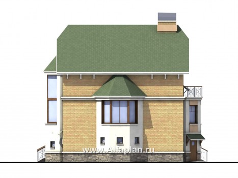 «Крестный Пачино»  - проект трехэтажного дома, с эркером и с верандой, с гаражом - превью фасада дома