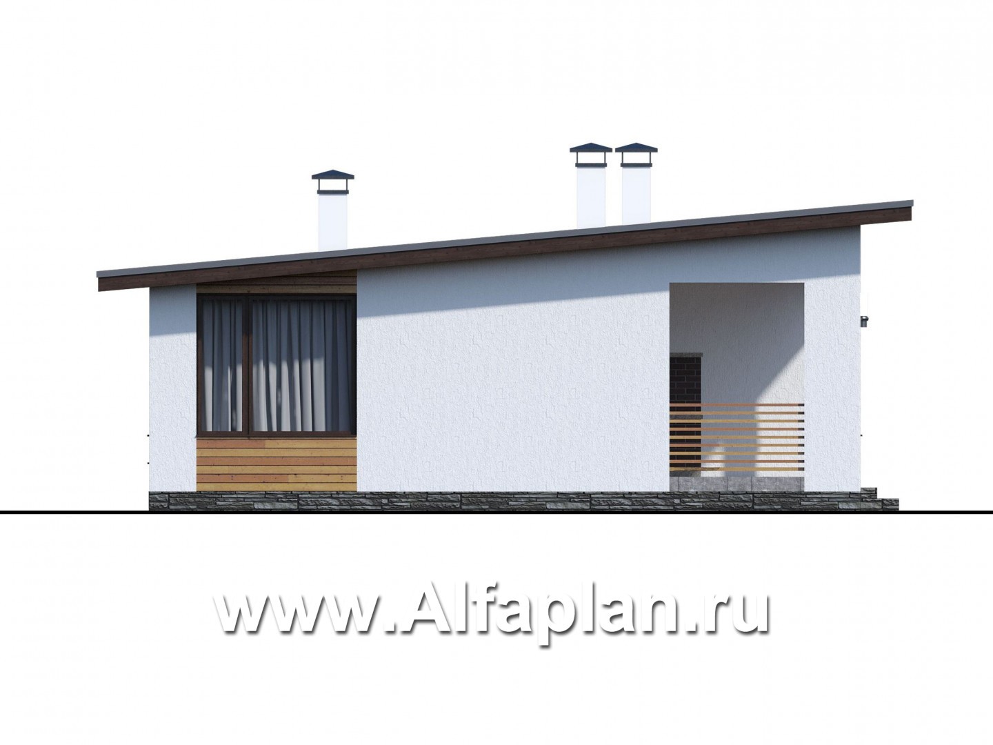 Проекты домов Альфаплан - «Бета» - каркасный дом с односкатной кровлей - изображение фасада №3