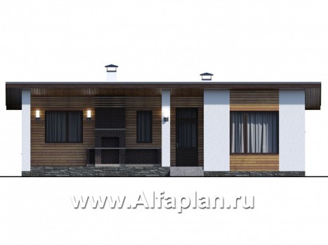 Проекты домов Альфаплан - «Бета» - каркасный дом с односкатной кровлей - превью фасада №1