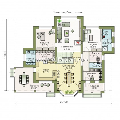 Проекты домов Альфаплан - «Сена» — респектабельный двухэтажный особняк - превью плана проекта №1