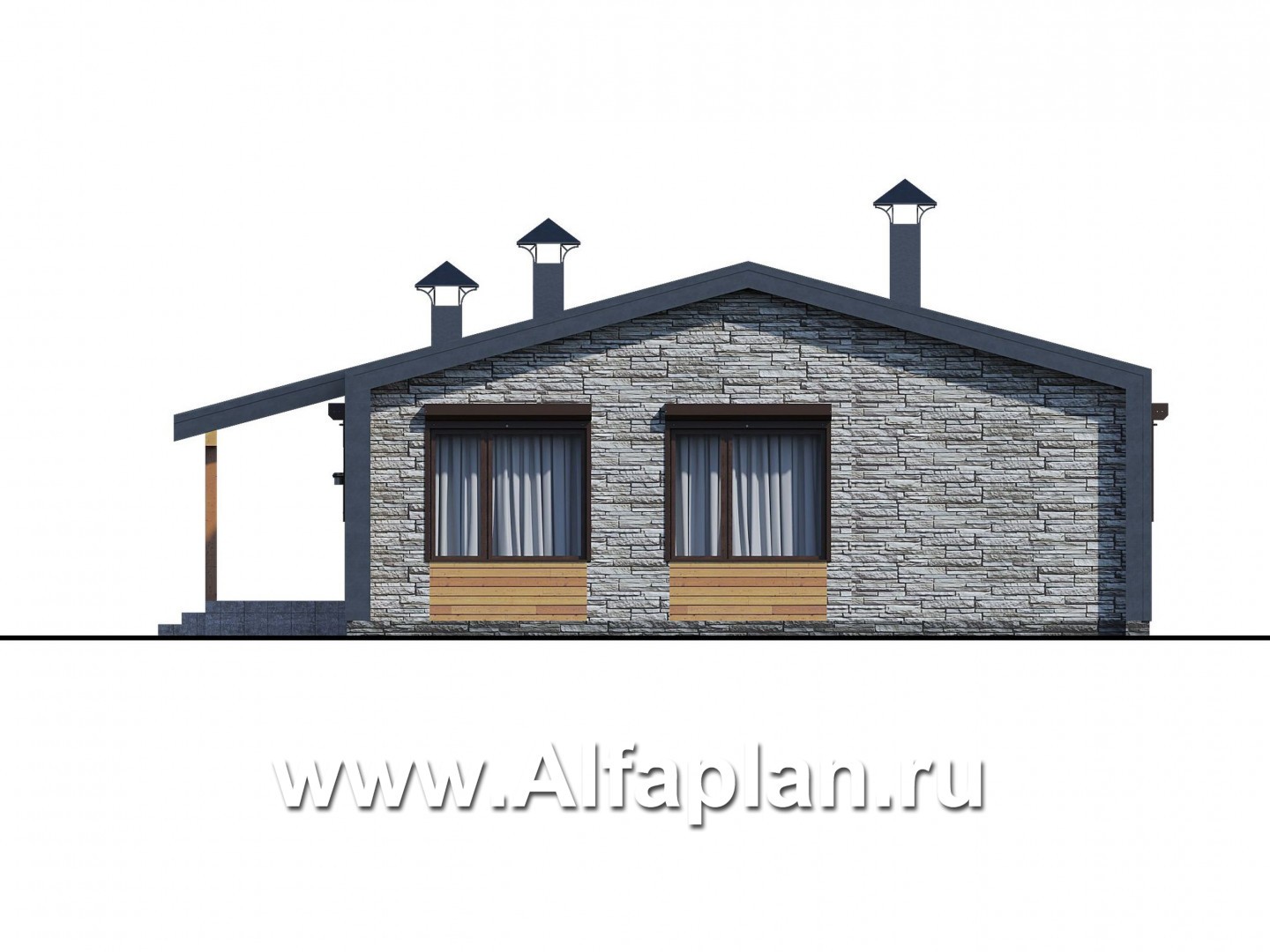 Проекты домов Альфаплан - «Йота» - каркасный дом с сауной - изображение фасада №4